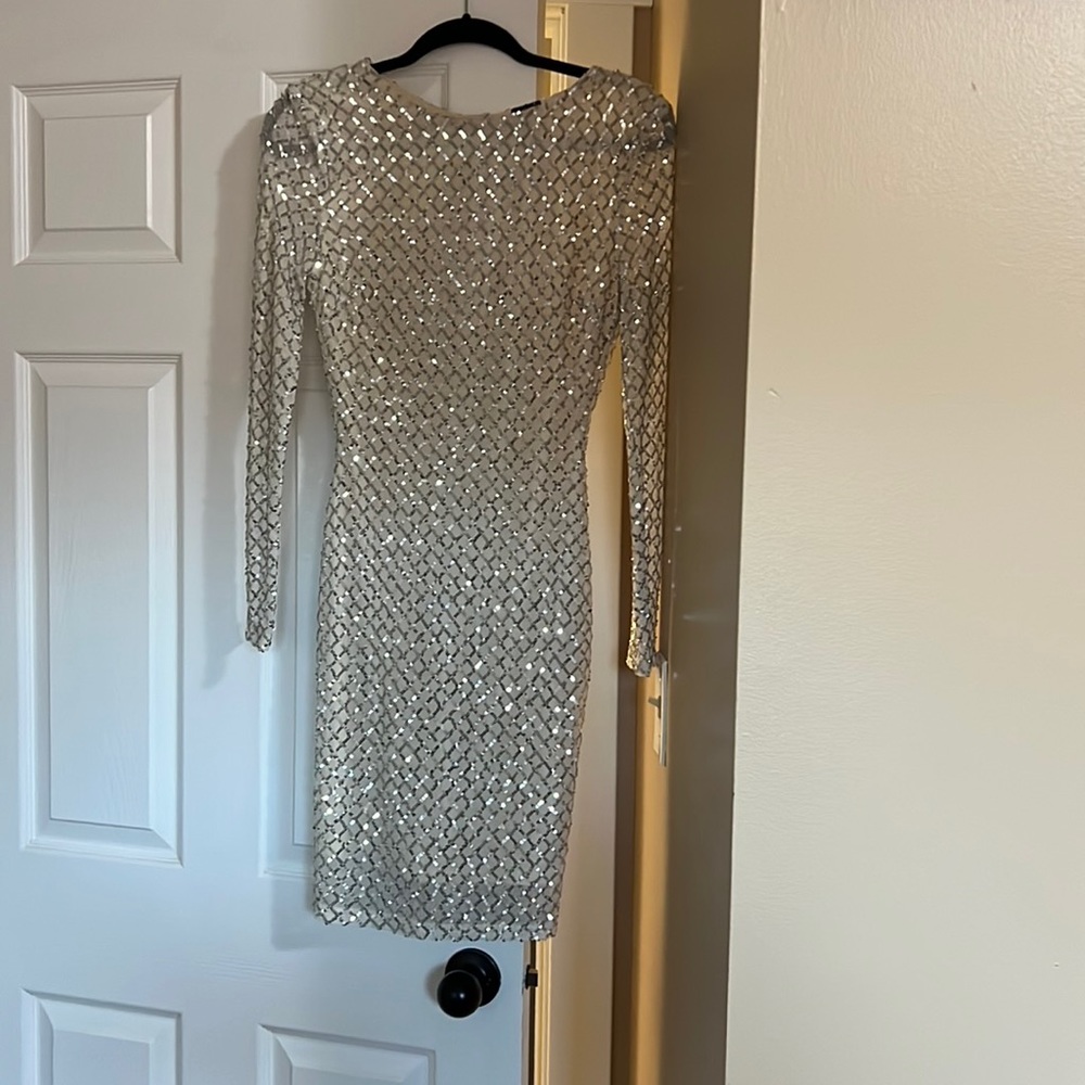 Sparkly, Beige Midi-dress